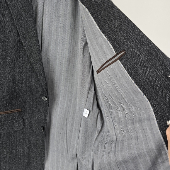 Joseph Abboud Tweed Wool Blend Sport Coat Blazer Elbow Patches XLT Academia - Picture 10 of 15